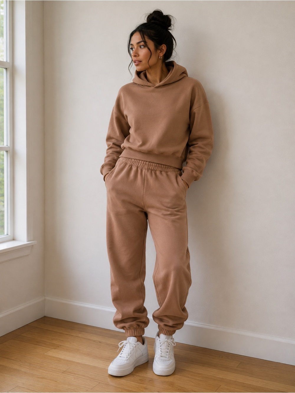 A New Day Soft Camel Hoodie - Women's Casual 2 Piece Sweatsuit